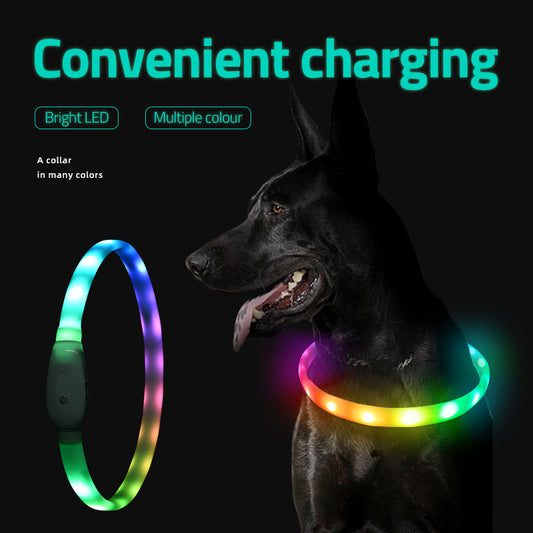 Pet Luminous Collar Pet Collar USB Charging Dog Night Aperture Led Collar Safe Dog Walking